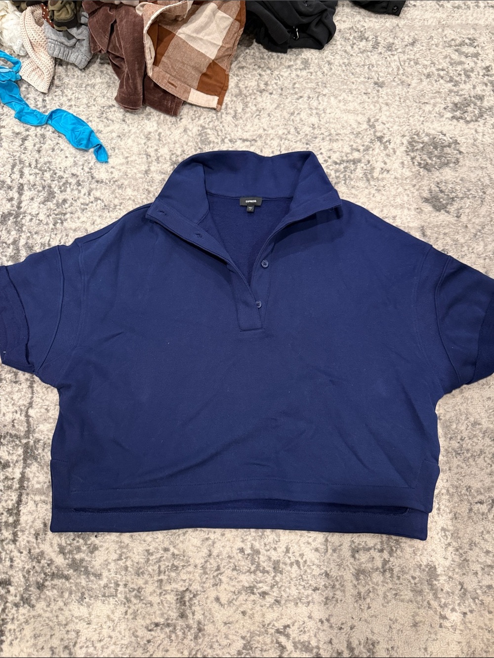 Express Navy Polo Crop Top